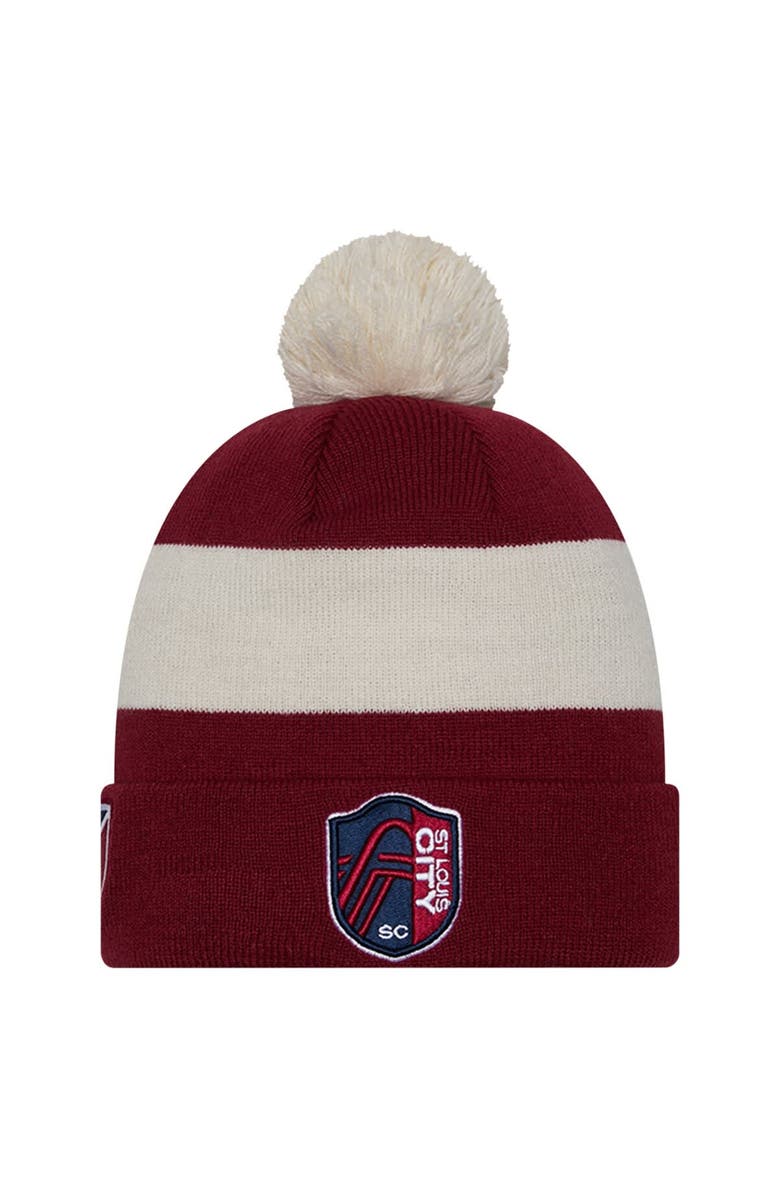 New Era Men's New Era Red St. Louis City SC 2024 Kick Off Collection Cuffed Knit Hat with Pom, Main, color, 