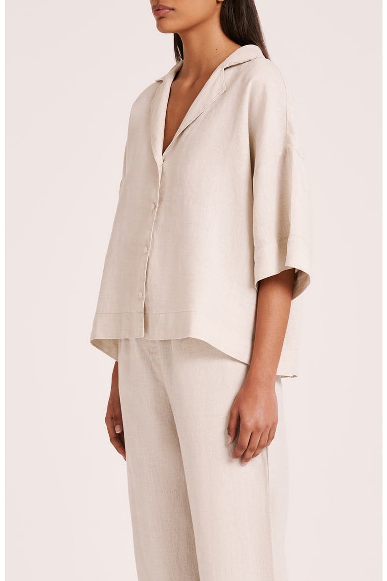 Lounge Linen Shirt, Alternate, color, Natural