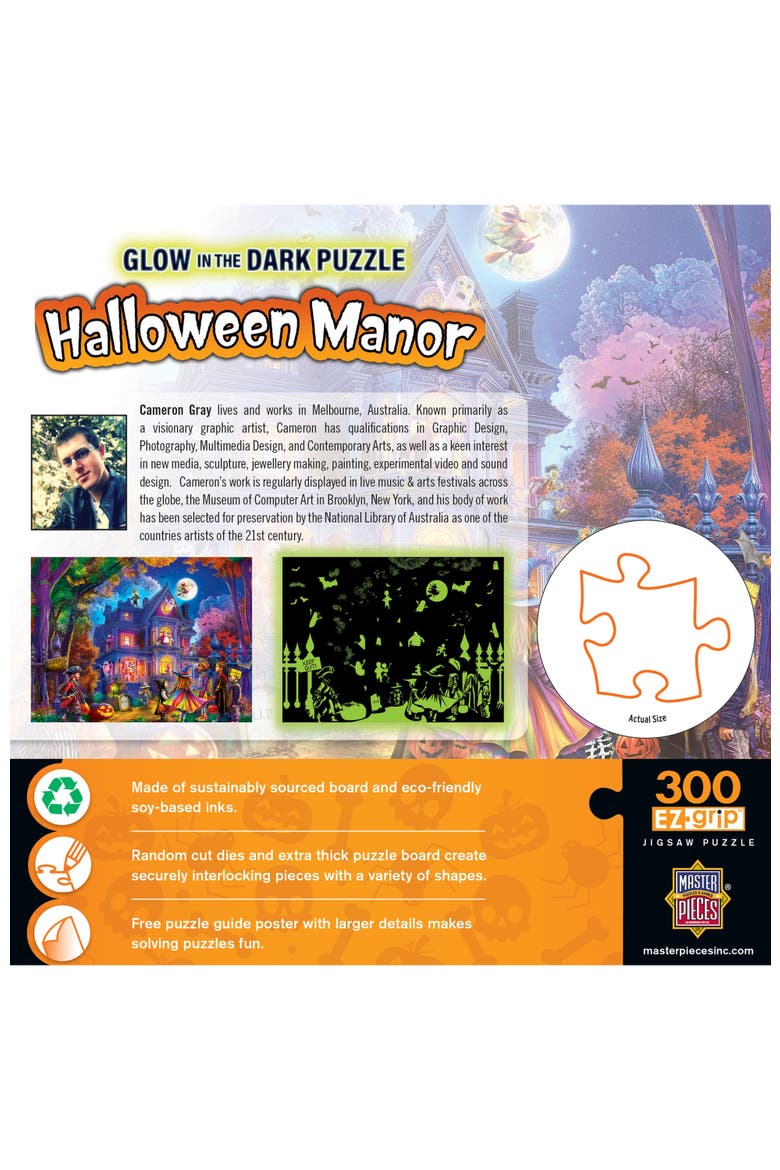 Halloween Manor 300 Piece Glow Puzzle, Alternate, color, Multicolor