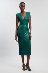 Karen Millen Plunge V-Neck Sleeveless Midi Dress