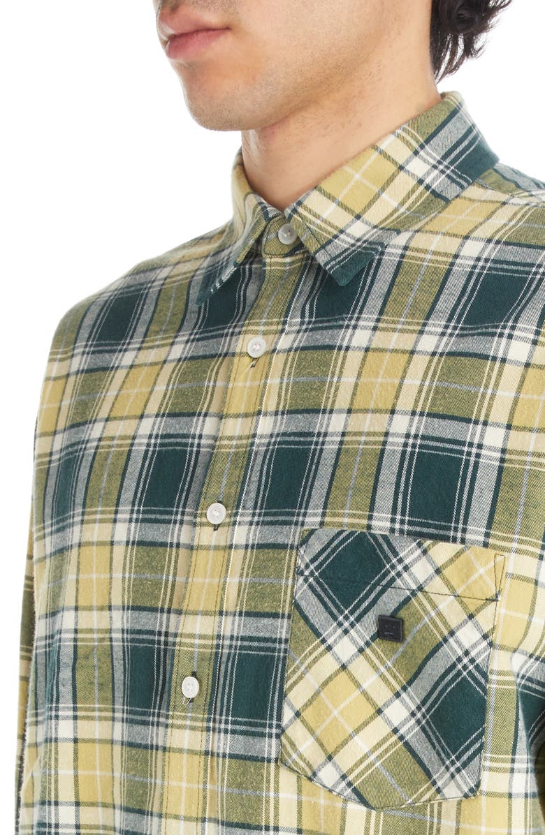 Acne Studios Face Logo Patch Check Button-Up Shirt, Alternate, color, 