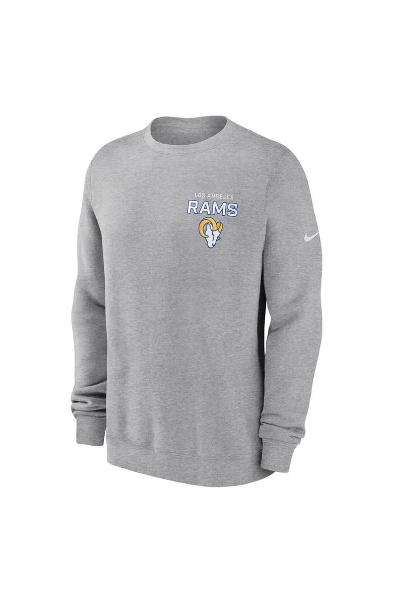 Nike Men's Nike Heather Gray Los Angeles Rams Primetime Club Fleece Pullover Sweatshirt, Alternate, color, Heather Gray