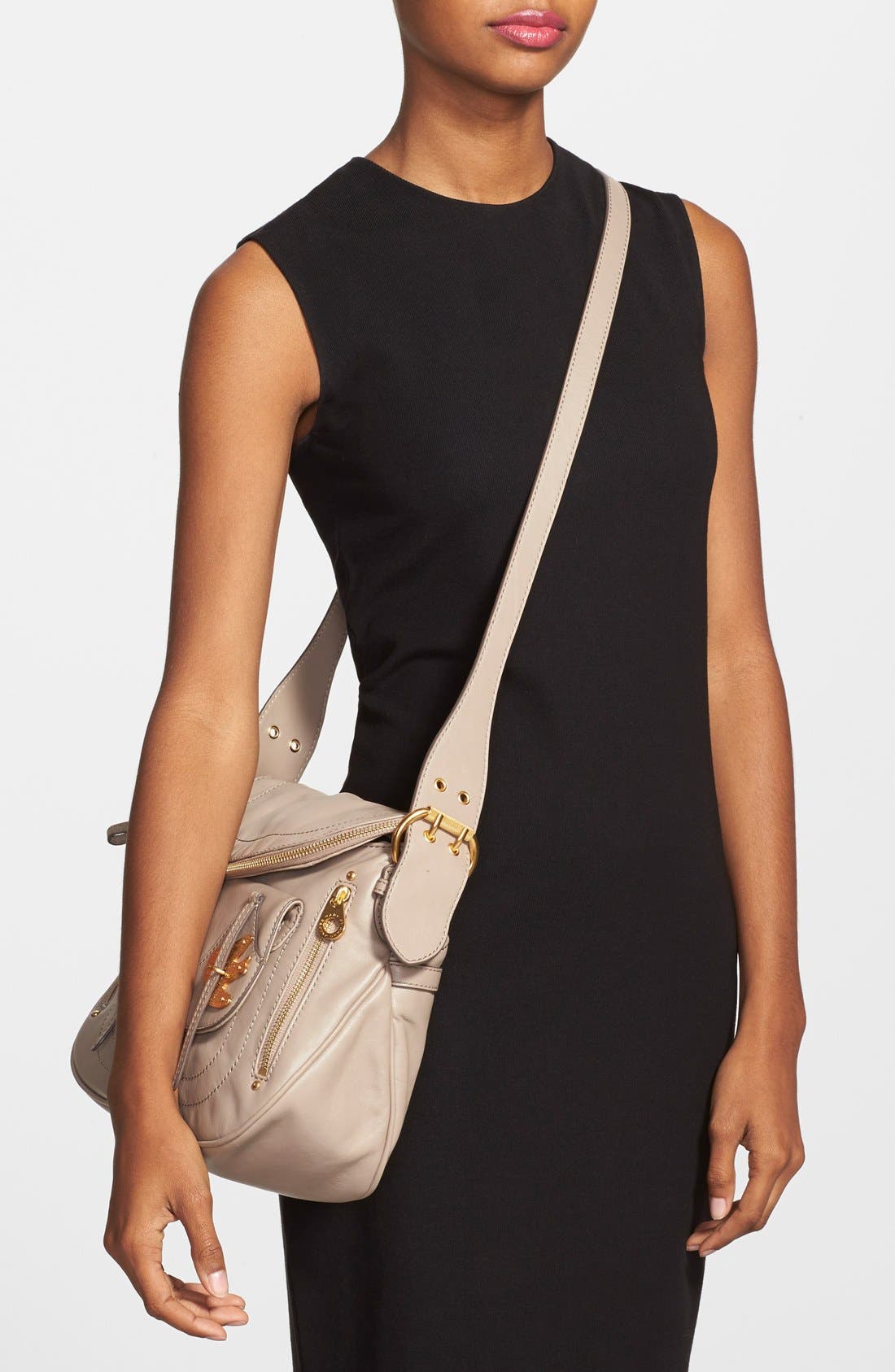MARC BY MARC JACOBS 'Petal to the Metal - Natasha' Flap Crossbody Bag, Medium, Alternate, color, CEMENT