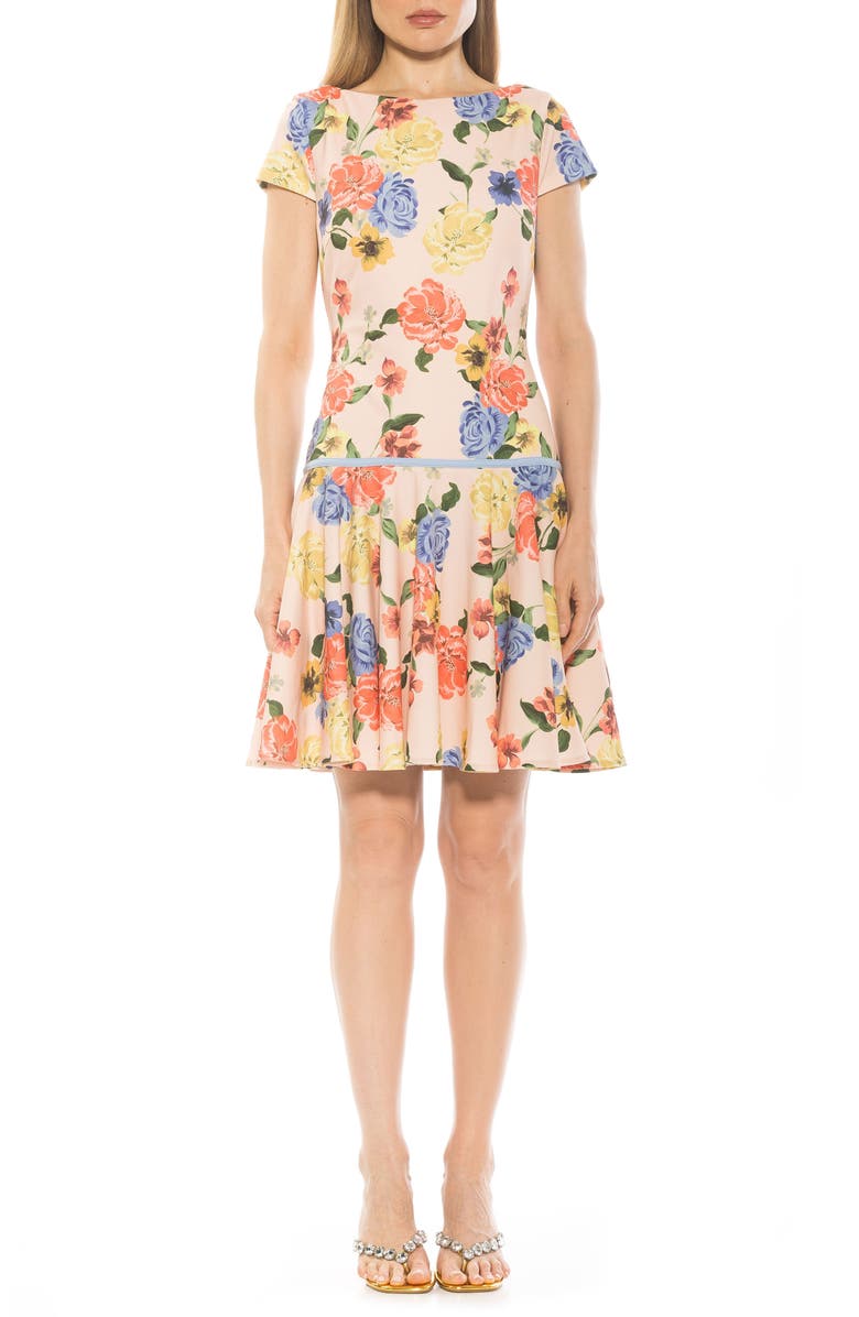 Alexia Admor Drop Waist Dress, Main, color, Sand Floral