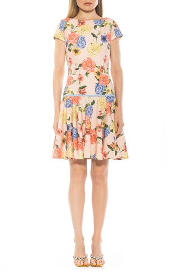 Alexia Admor Drop Waist Dress In Sand Floral
