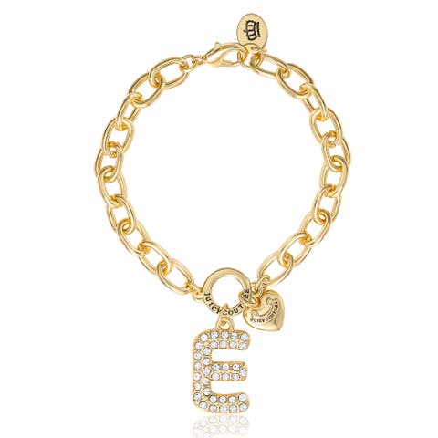 Pavé Initial Charm Bracelet, 7.5'' Gold Tone Link