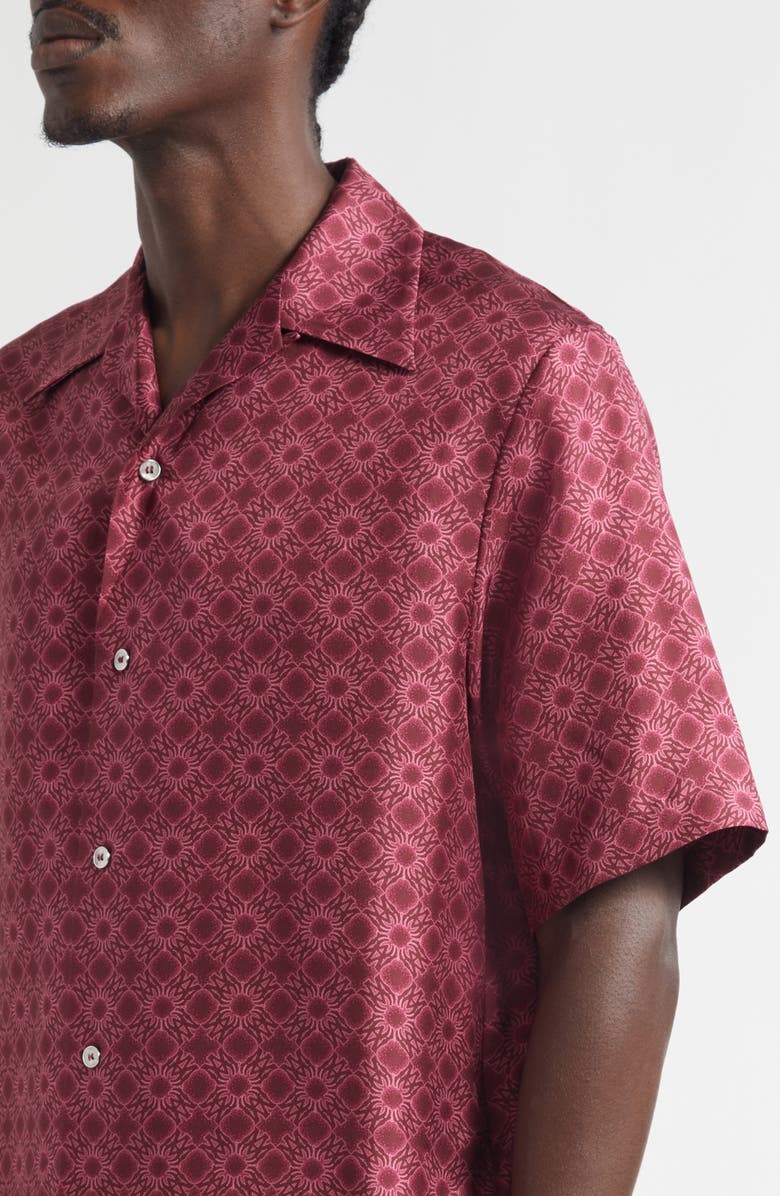 AMIRI MA Quad Silk Bowling Shirt, Alternate, color, Wine