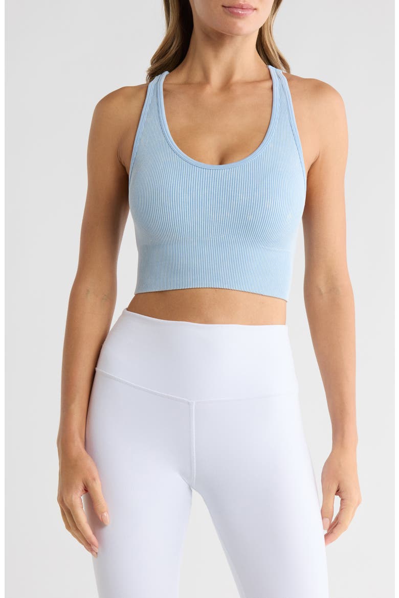 Stone Wash Rib Seamless Day Sports Bra, Main, color, BLUE BELL