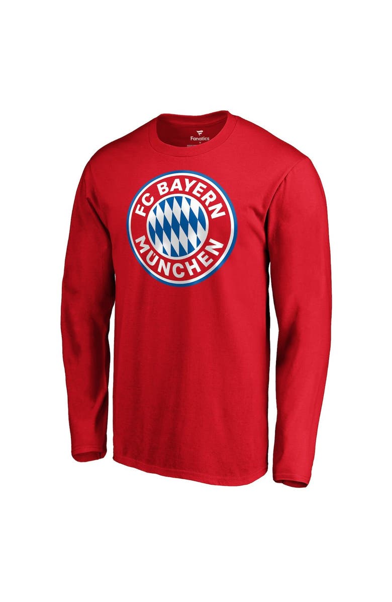 FANATICS Men's Fanatics Branded Red Bayern Munich Official Logo Long Sleeve T-Shirt, Alternate, color,