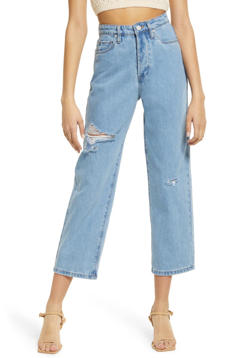 BLANKNYC Baxter Ripped Nonstretch Ribcage Crop Jeans, Main, color, 