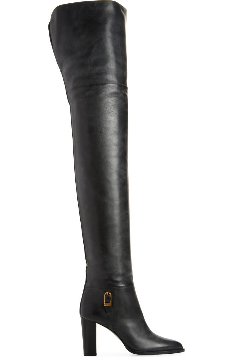 Saint Laurent Julia Divine Thigh High Boot, Alternate, color, Noir