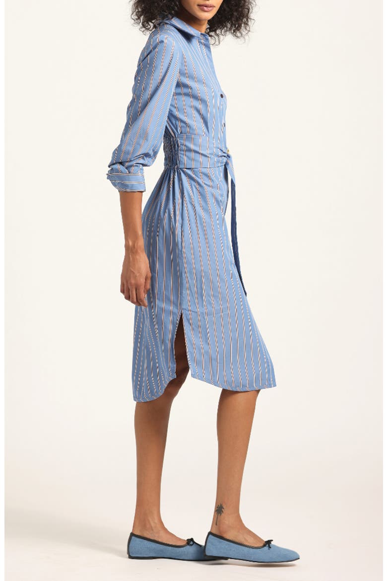 Veronica Belted Long Sleeve Shirtdress, Alternate, color, CEZANNE BLUE STRIPE