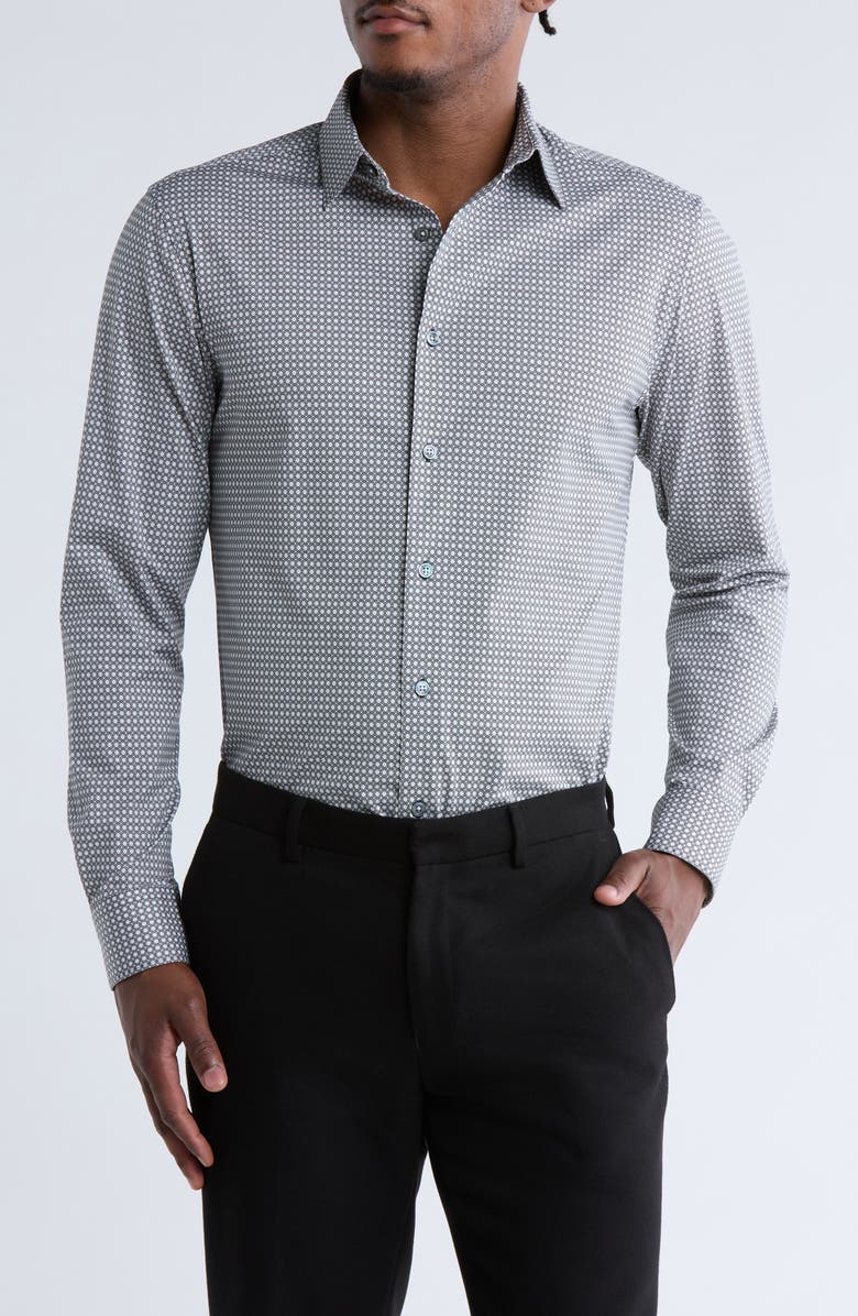 Bugatchi James Stretch Cotton Button-Up Shirt, Main, color,