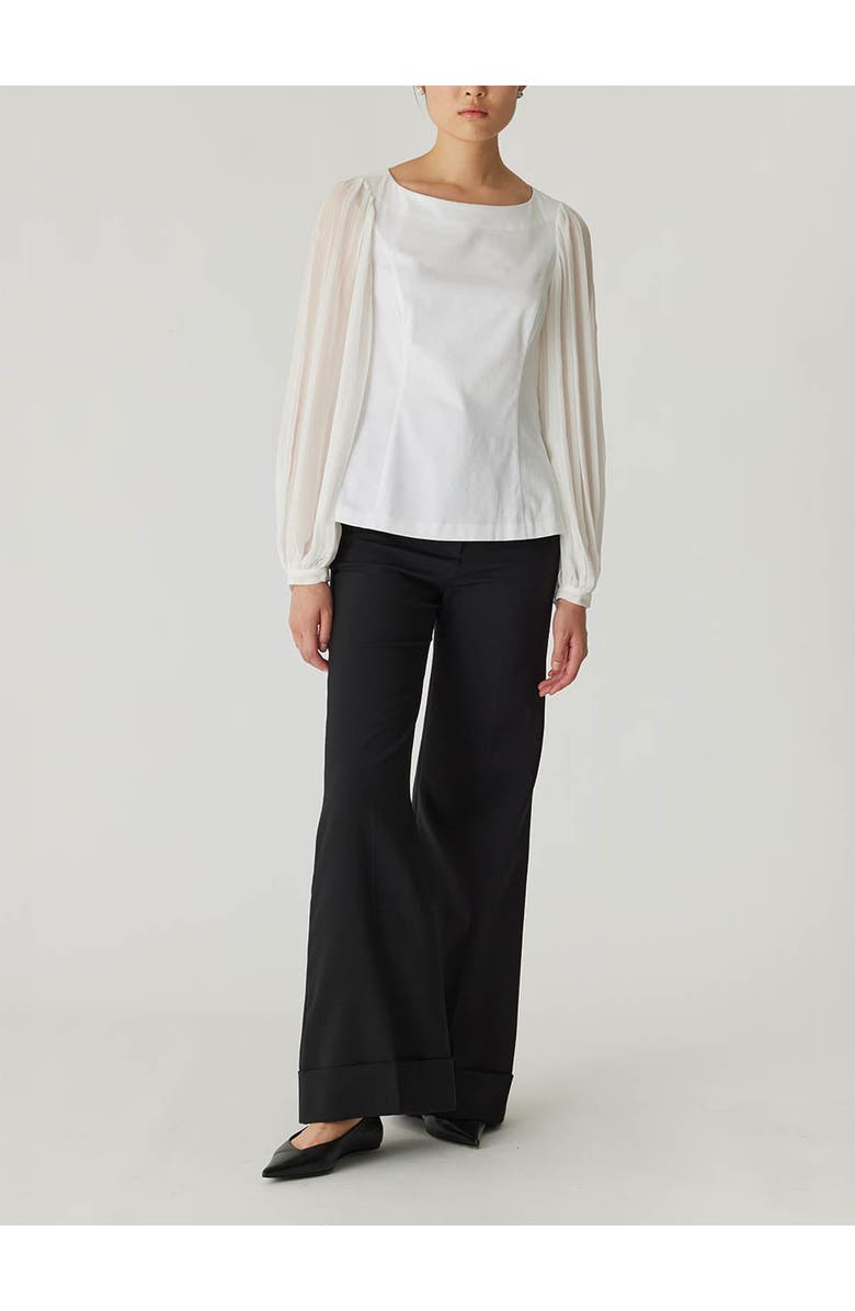 Rebecca Taylor Heavy Cotton Chintz Boat Neck Top, Main, color, Milk