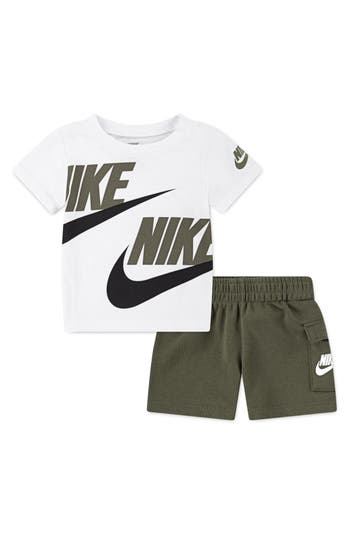 Nike Logo Tee & Cargo Shorts 2-piece Set In Medium Olive