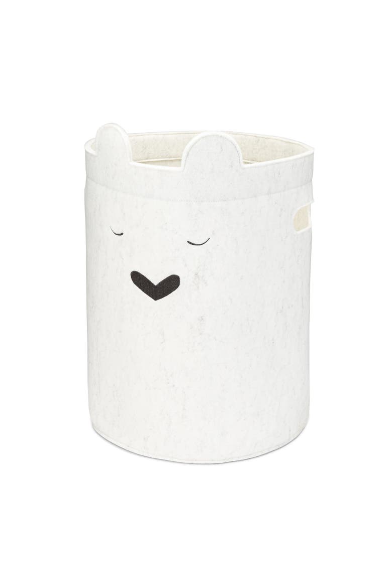 Bear Felt Laundry Hamper, Main, color, White