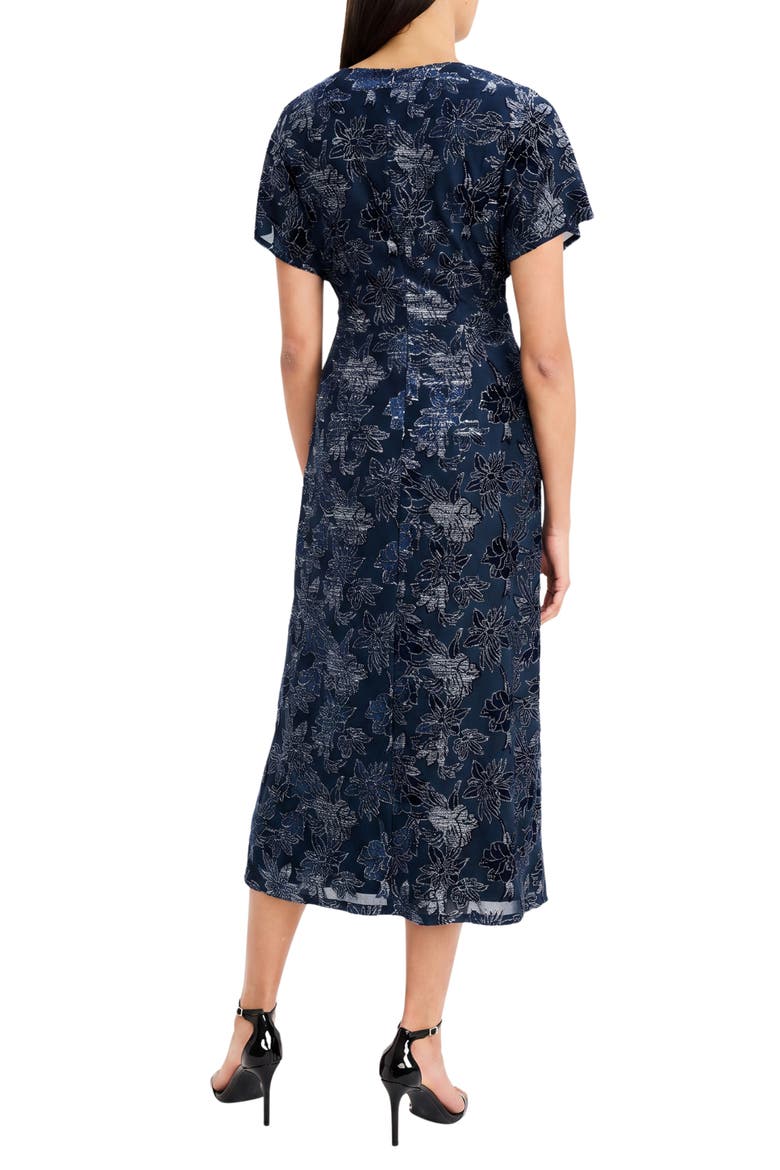 Floral Print Midi Dress, Alternate, color, NAVY