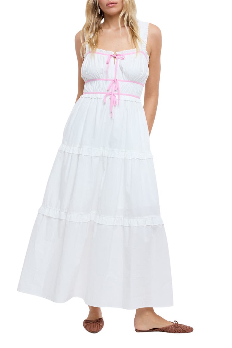 Sleeveless Cotton Midi Dress, Main, color, WHITE