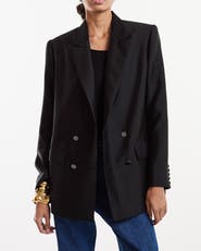 Cynthia Rowley Silk Wool Double Breasted Blazer