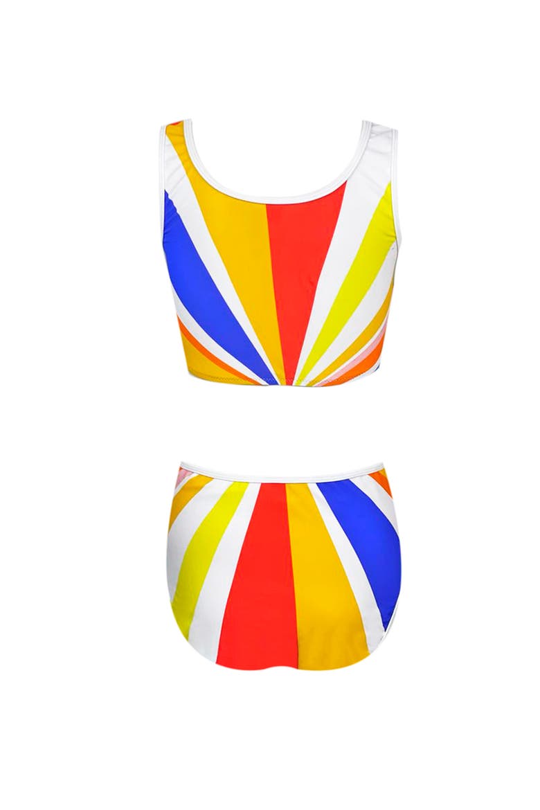 Kids' Rainbow Striped Knot Detail Two-Piece Bikini, Alternate, color, Multicolor