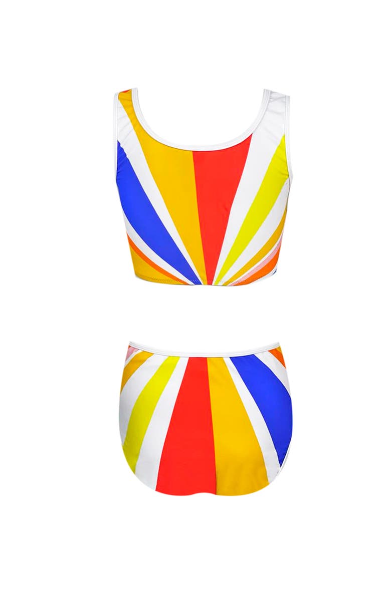 NESSI BYRD Kids' Rainbow Striped Knot Detail Two-Piece Bikini, Alternate, color, Multicolor
