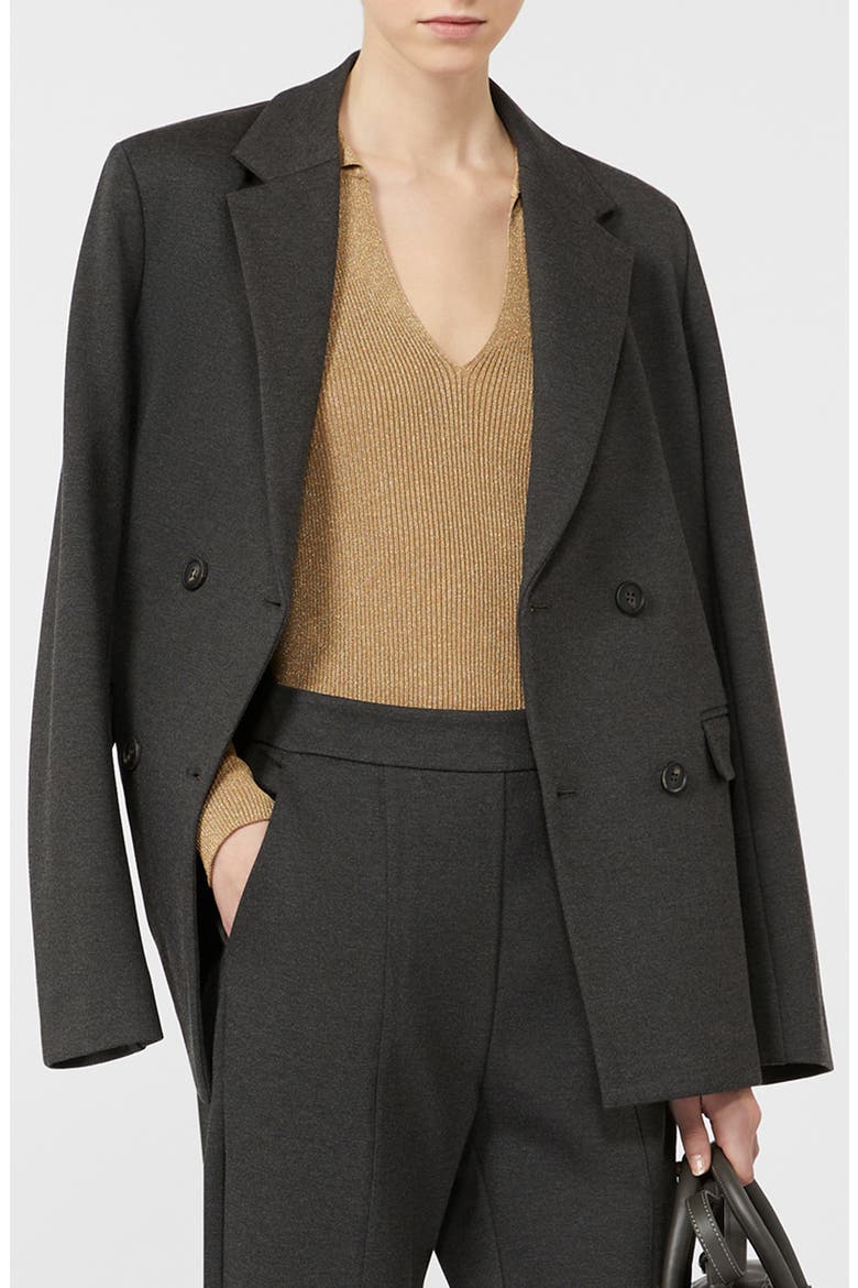 Virgus Double Breasted Jersey Blazer, Alternate, color, DARK GREY