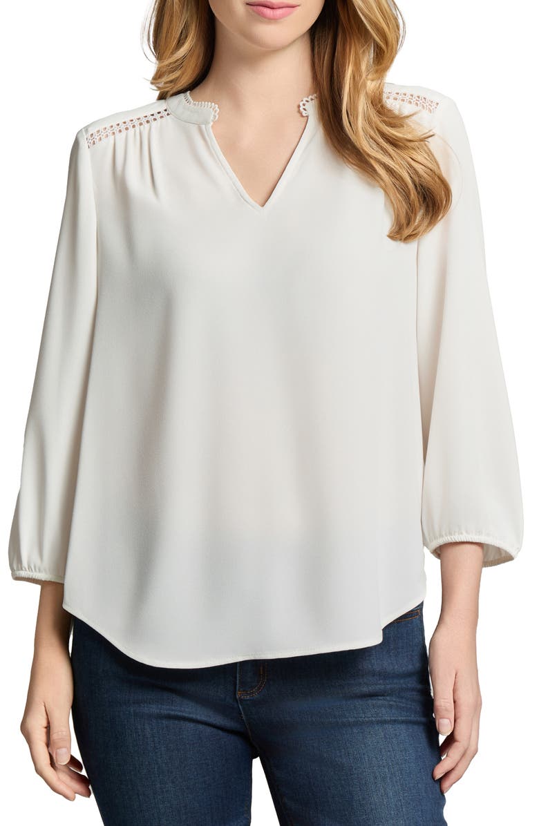 Jones New York Embroidered Accent Popover Top, Main, color,