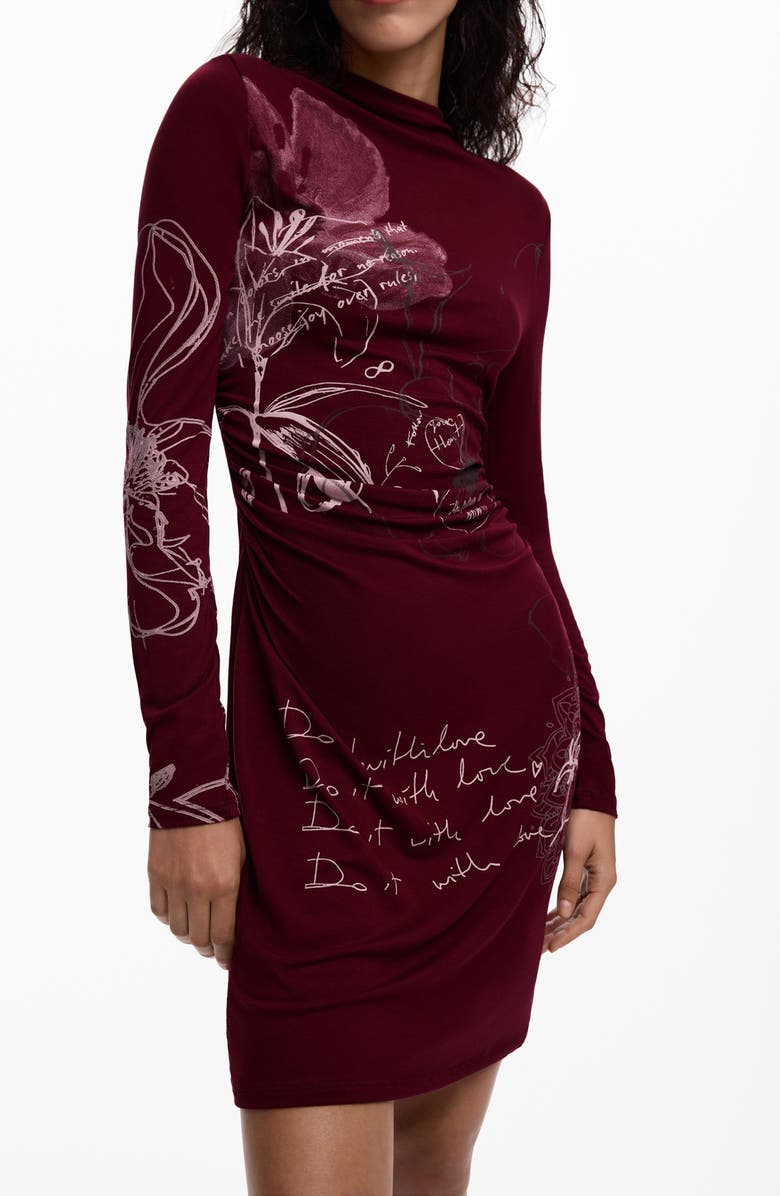 Desigual Allover Print Long Sleeve Minidress, Alternate, color, 