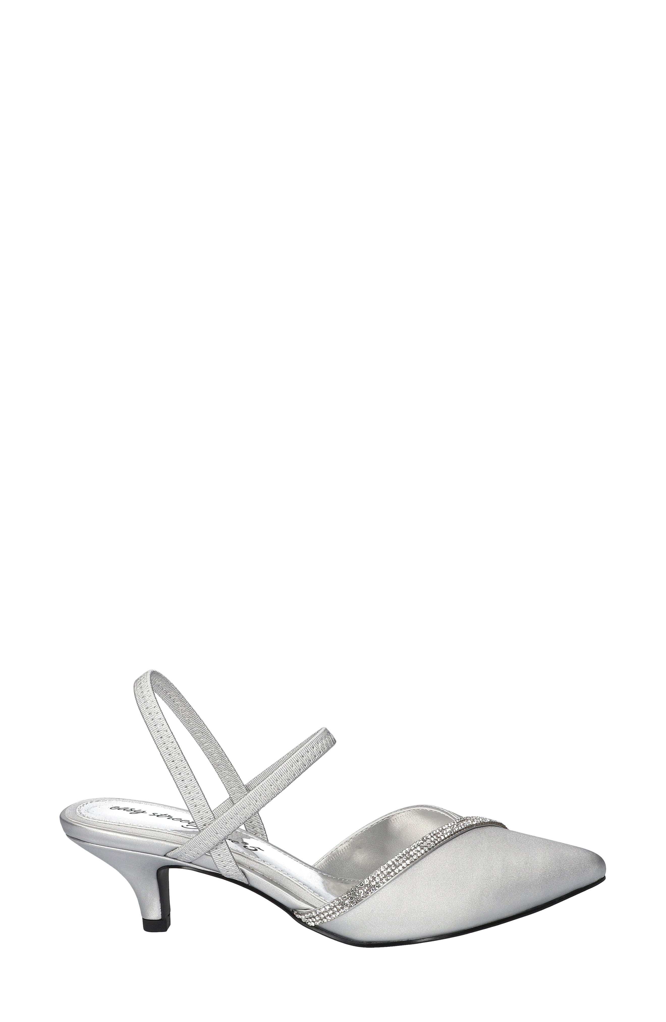 Unna Kitten Heel Pump, Alternate, color, SILVER SATIN WITH STONES