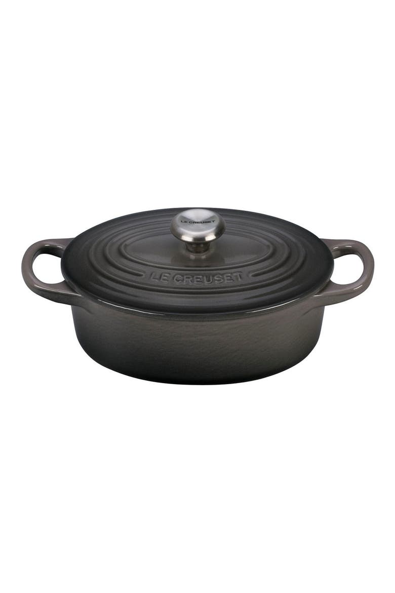 Signature 1-Quart Oval Enamel Cast Iron French/Dutch Oven, Main, color, OYSTER