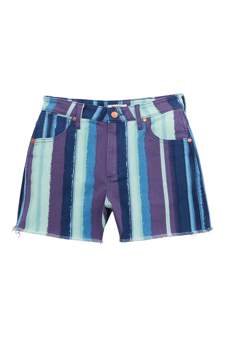 Western Cutoff Denim Shorts, Alternate, color, PAINTERLY STRIPE