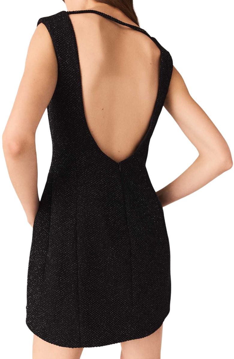 maje Rhinestone flared short dress, Alternate, color, Black