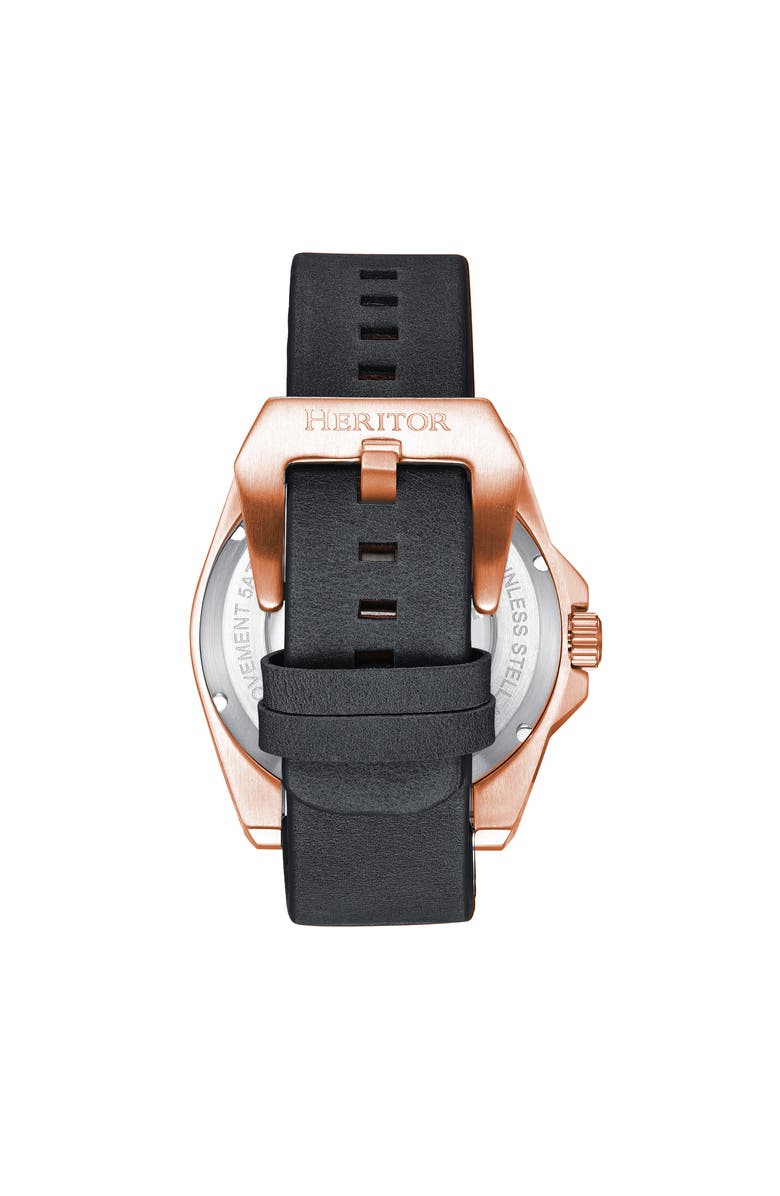Heritor Automatic Romero Leather-Band Watch, Alternate, color, Rose Gold/Black