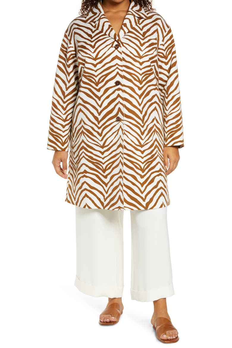 Myer Zebra Print Car Coat, Alternate, color, CLOUD MULTI