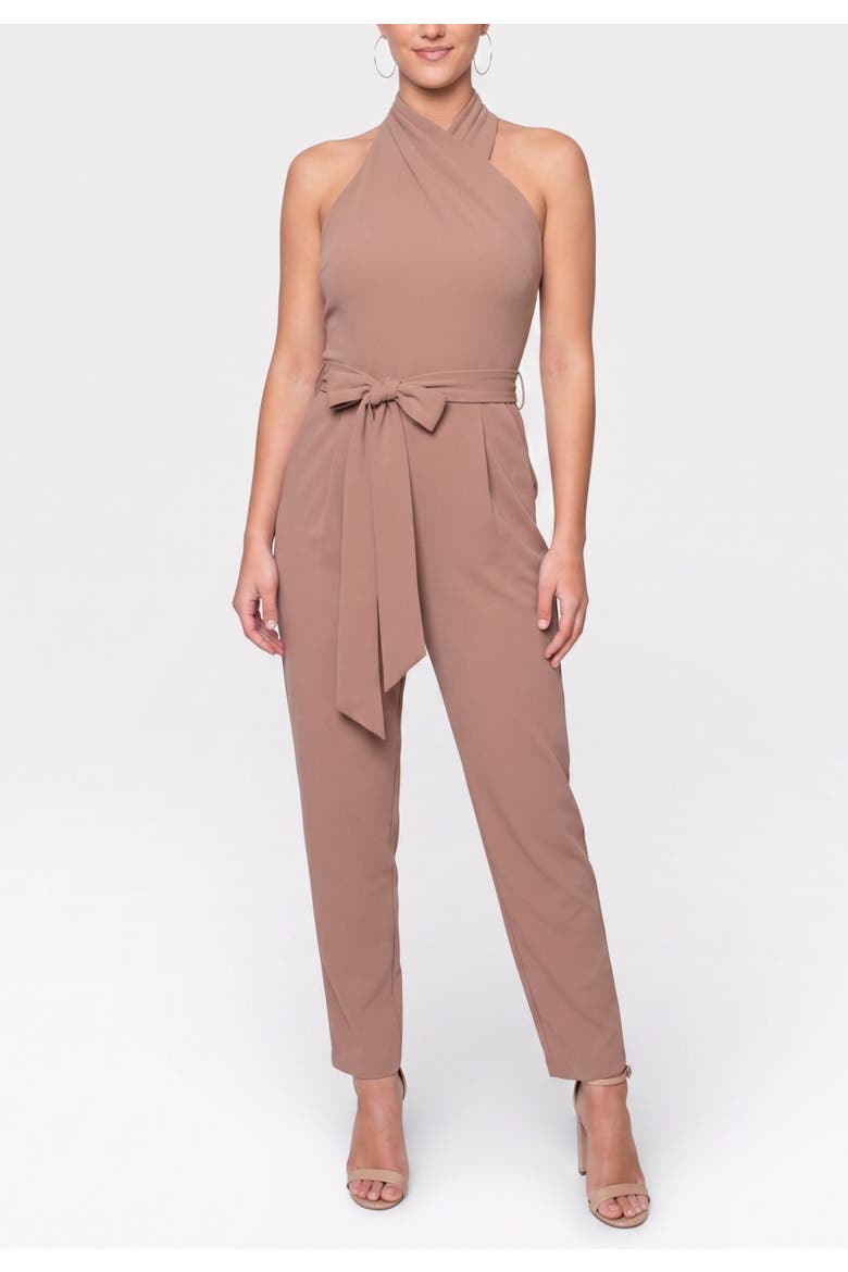 Harley Crossover Halter Jumpsuit, Main, color, Almond