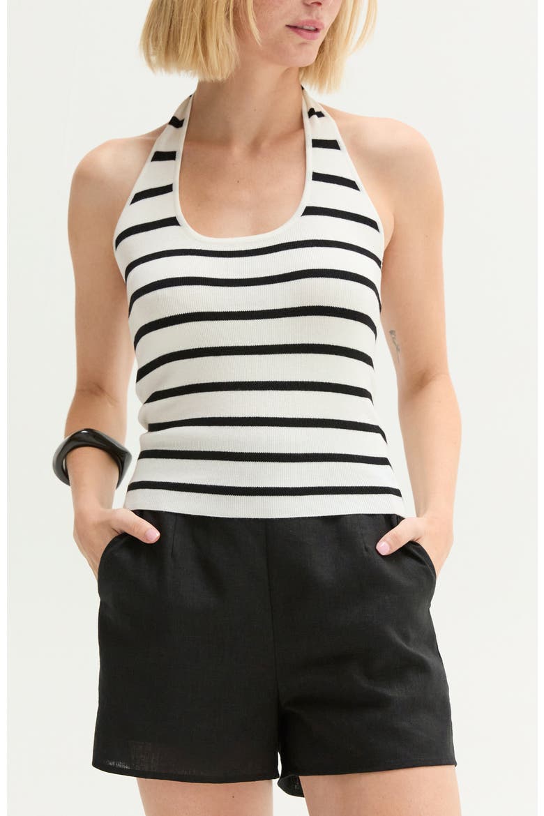 Halter Stripe Knit Top, Main, color, White/Black