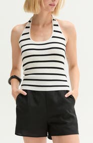CRESCENT Halter Stripe Knit Top