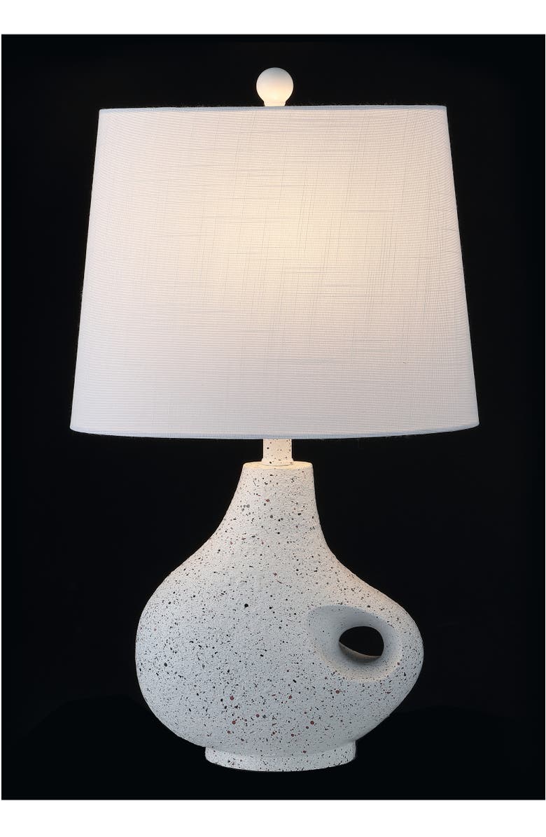 JONATHAN Y Charlotte 24" Minimalist Designer Iron/Resin Oval Shade LED Table Lamp, White Terrazzo, Alternate, color, White Terrazzo