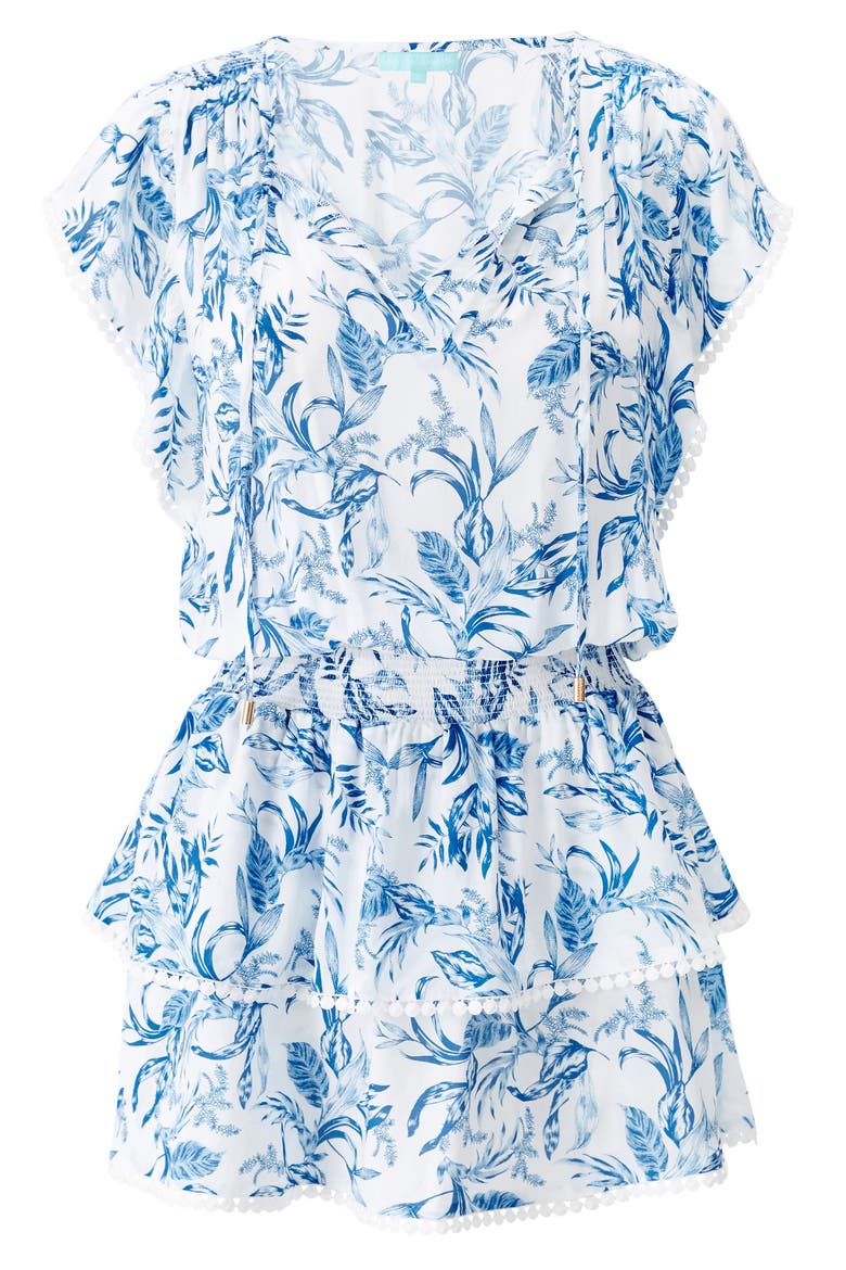 Keri Cover-Up Minidress, Alternate, color, BLUE LEAF