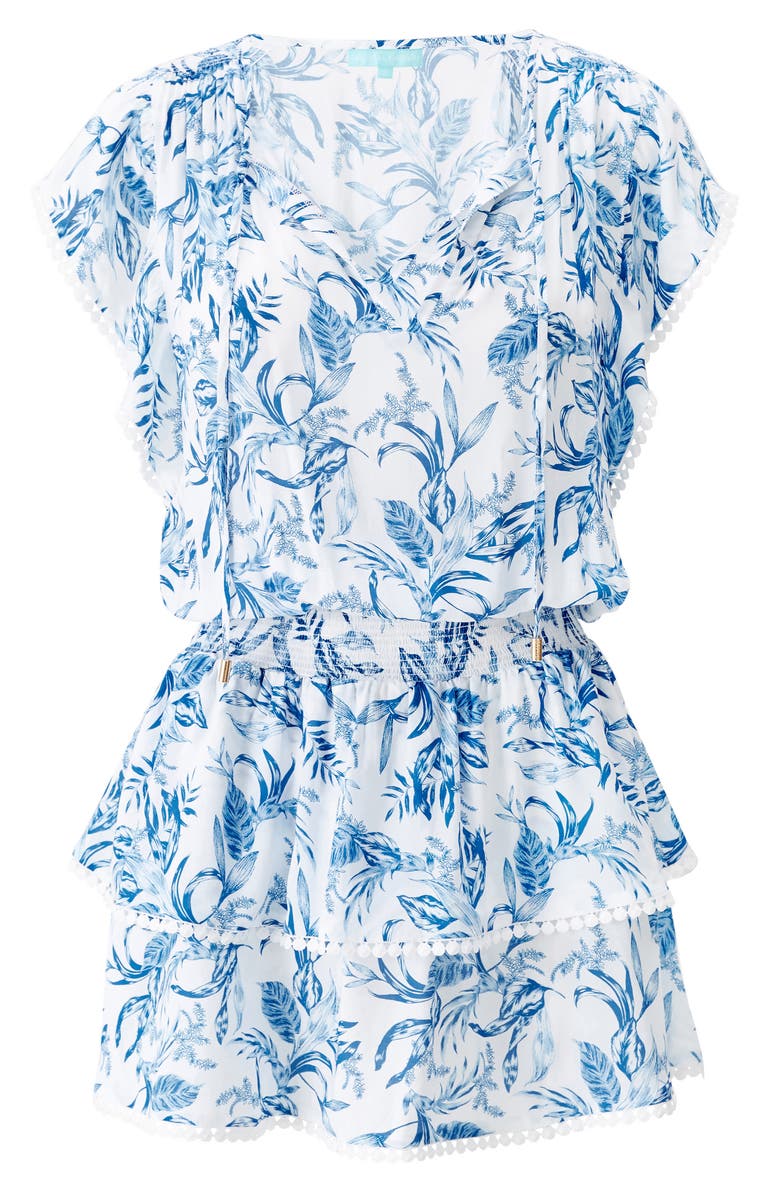 Melissa Odabash Keri Cover-Up Minidress, Alternate, color, Blue Leaf