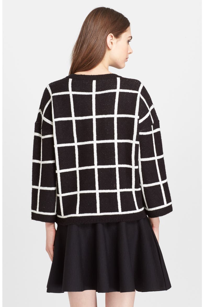 Windowpane Check Sweater, Alternate, color, BLACK
