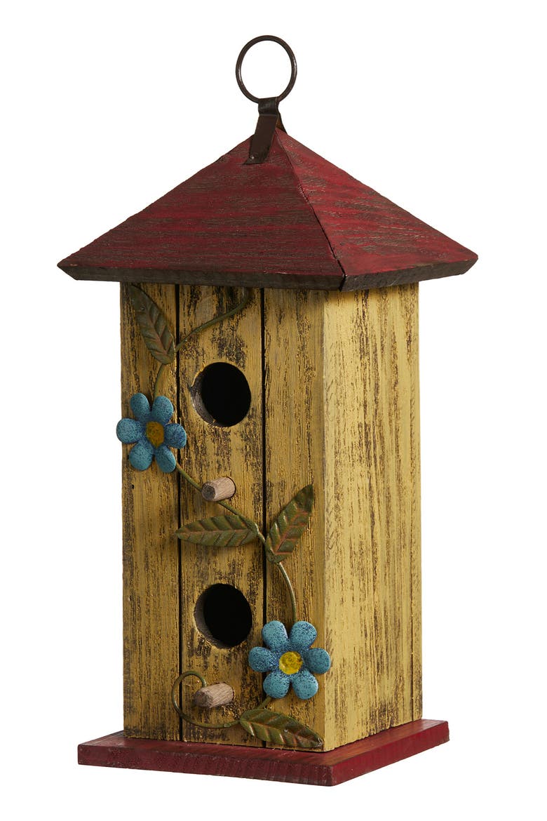 Solid Wood Cottage Decorative Outdoor Garden Birdhouses, Main, color, Blue