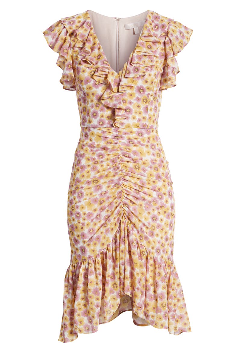 Daphine Midi Dress, Alternate, color, YELLOW WILDFLOWERS