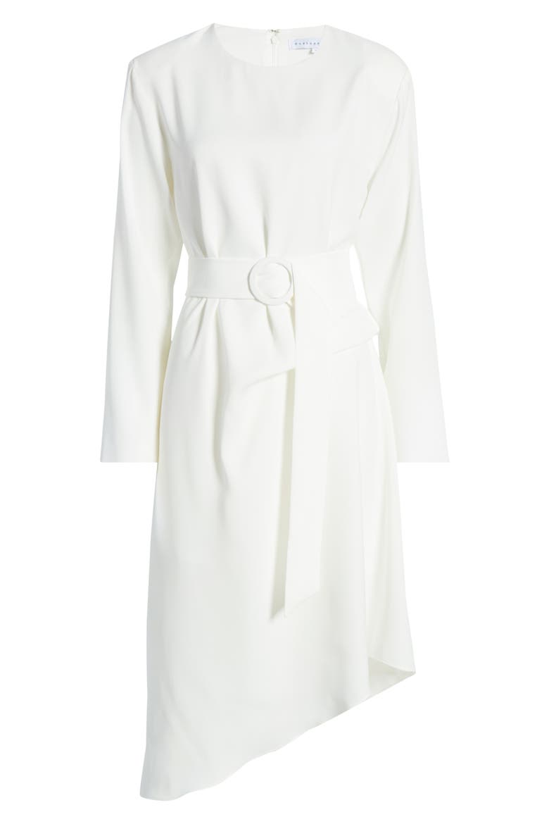 Long Sleeve Asymmetrical Dress, Alternate, color, WHITE