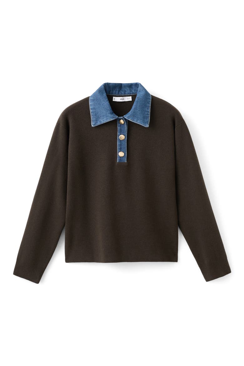 Abril Denim Collar Sweater, Alternate, color, DARK BROWN