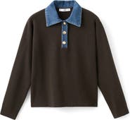 MANGO Abril Denim Collar Sweater