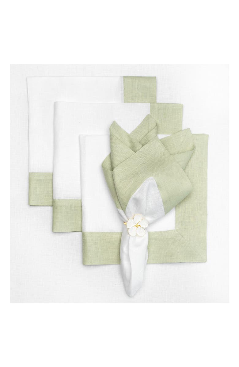 Solino Home Linen Dinner Napkins - Contempo, 20" x 20" Inch, Main, color, Sage Green And White