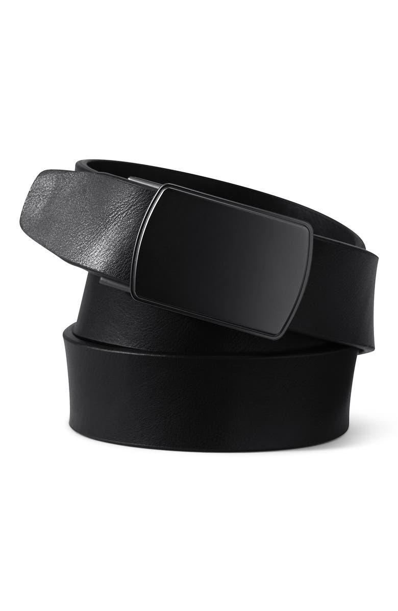 Lands' End Leather Adjustable Slide Belt, Main, color, Black