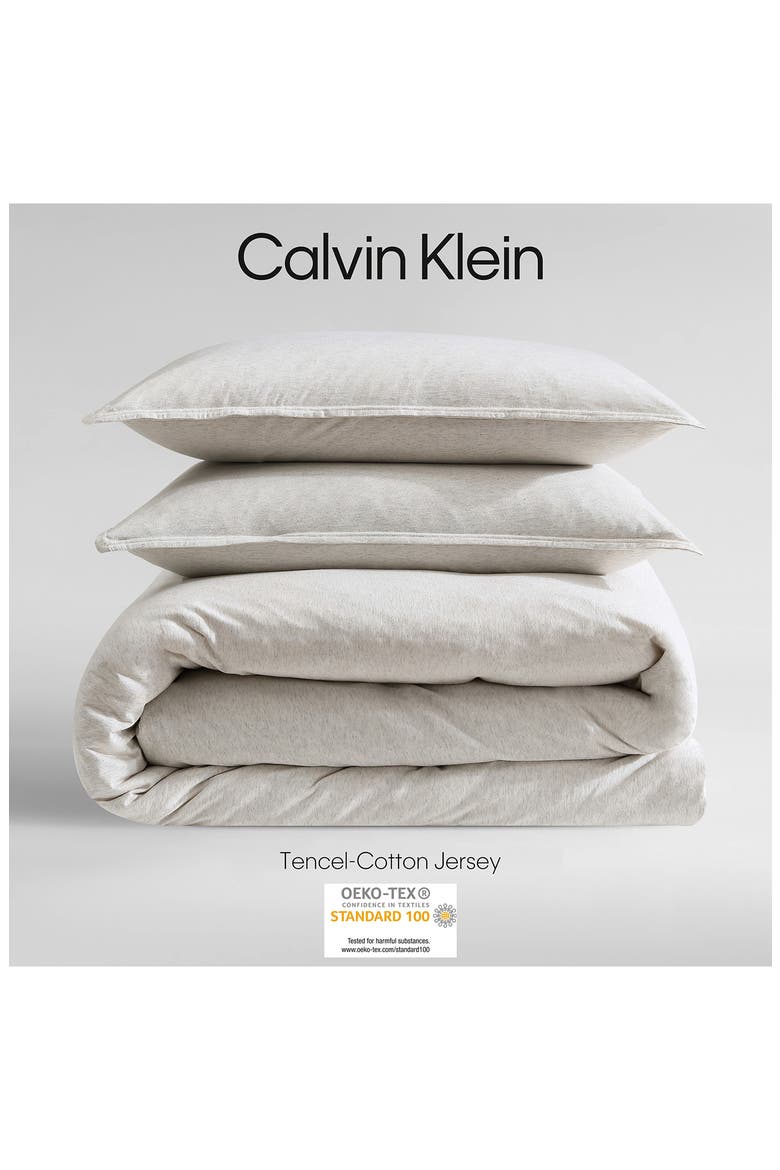 Mélange Cotton Blend Jersey Duvet & Shams Set, Alternate, color, WHITE