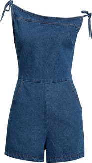 Petal & Pup Tatum Off the Shoulder Denim Romper